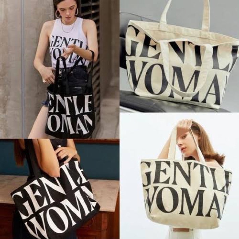 TAS GENTLEWOMAN BANGKOK / TAS FASHION BANGKOK VIRAL /  TAS KERJA / TAS SEKOLAH / TAS KULIAH KAPASITAS BESAR MUAT LAPTOP / GENTLEWOMAN CANVAS TOTEBAG PREMIUM QUALITY / SIMPLE AND CASUAL TOTEBAG / READY STOCK SIAP KIRIM TAS KOREAN IMPORT PREMIUM