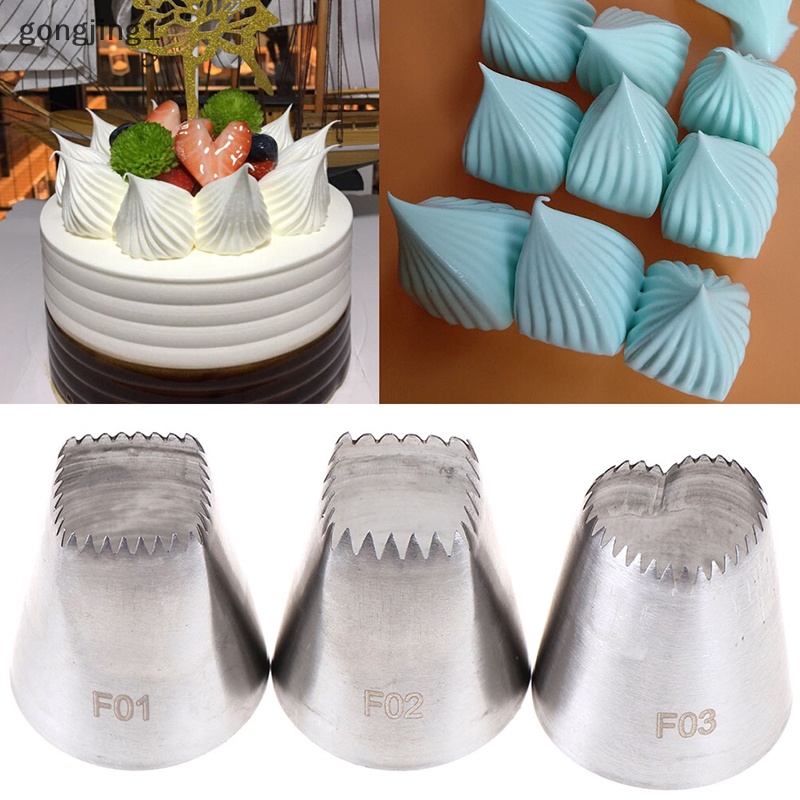 Ggg 3pcs Persegi Hati Icing Piping Nozzle Rusia DIY Cream Kue Pastry Tips Alat ID