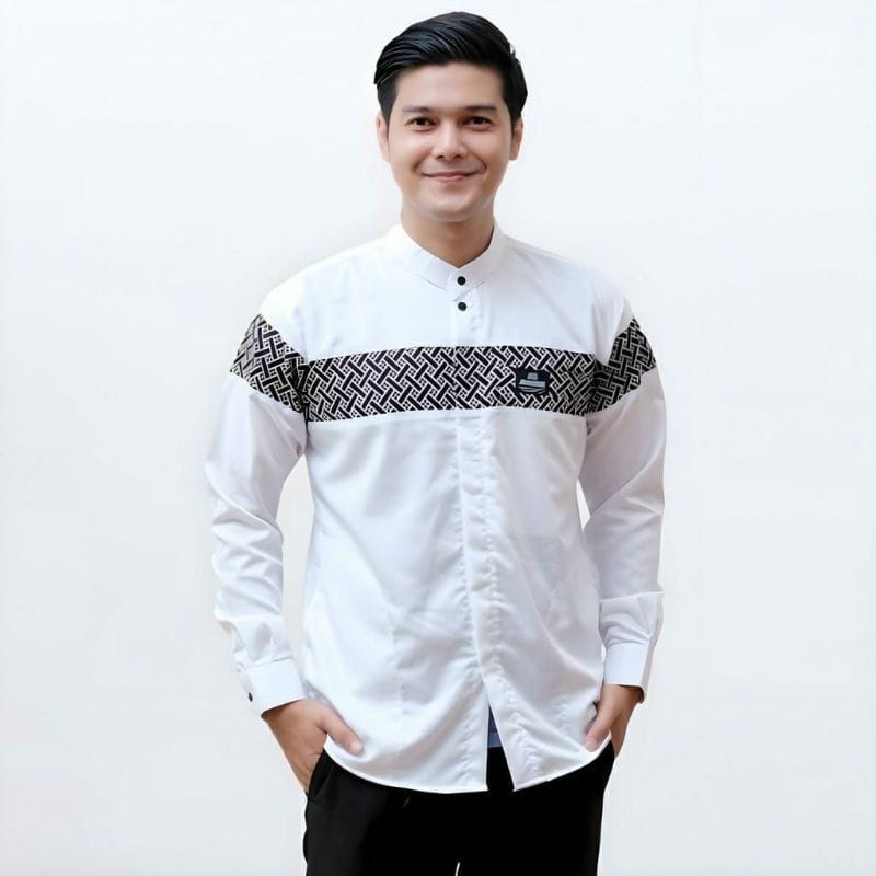 Baju Kemeja Koko Kurta Pakistan Motif Bata Bahan Katun Import