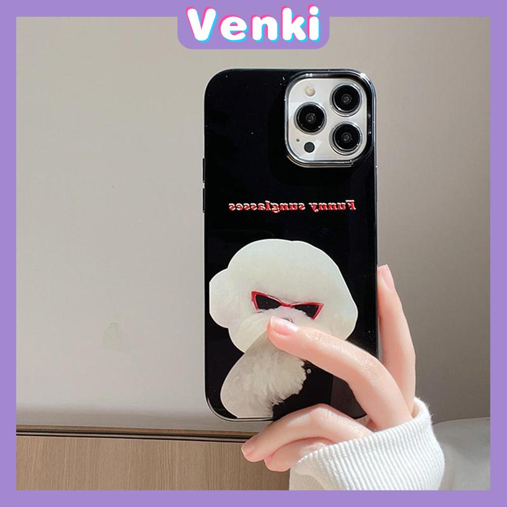 VENKI - For iPhone 11 iPhone Case Black Glossy TPU Soft Case Shockproof Protection Camera Cute Sunglasses Dog Compatible with iPhone 14 13 Pro max 12 Pro Max xr xs max 7Plus 8Plus