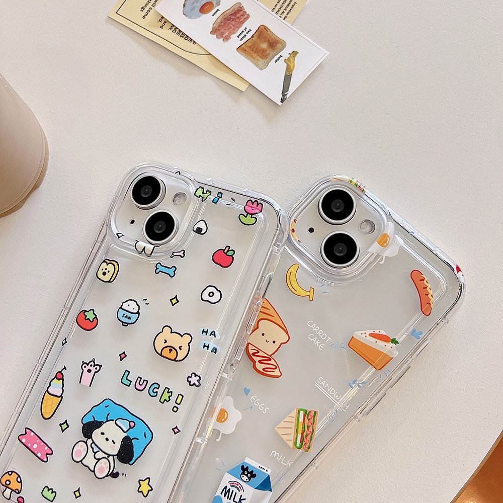 American Breakfast Food IPhone Case Kompatibel Untuk Iphone11 14 Pro Max 13 Pro Max12 IPhone X XS XR 7 8 Plus Ultra Hybrid Lembut TPU Back Phone Cover