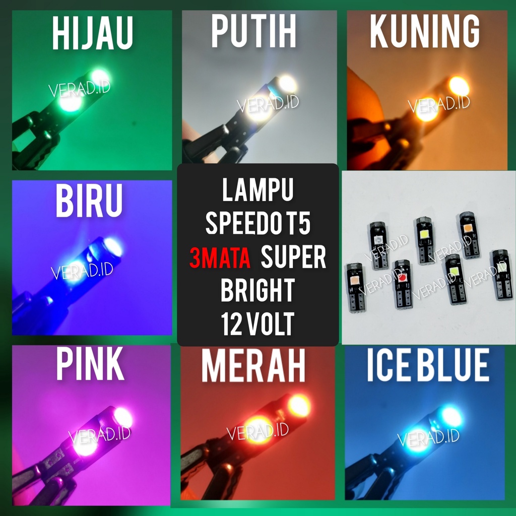 LAMPU LED SPEEDOMETER INDIKATOR T5 3 MATA SMD 12 VOLT MOTOR MOBIL