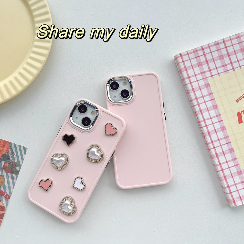 INS Luxury Pink Love Button Soft Silicon Case HP iP iPhone 12 13 14 Pro Max 11 Girl Woman FTD Casing Apple