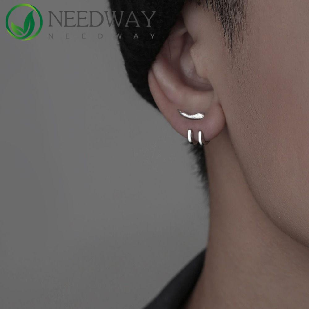 Needway   Kait Cabang Anting-Anting Dilepas Kreatif Wanita Pesta Street Wear Perak Plat Pria Aksesoris