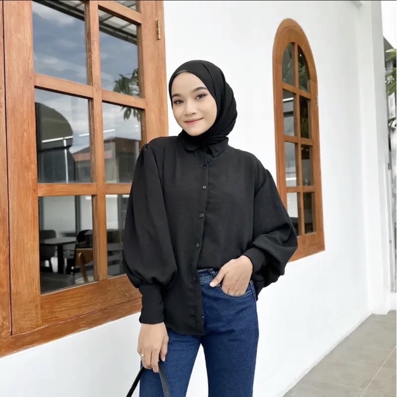 𝐏𝐆𝐌𝐓 • PEVITA BLOUSE PUFFY KEMEJA WANITA BAHAN CRINKLE AIRFLOW