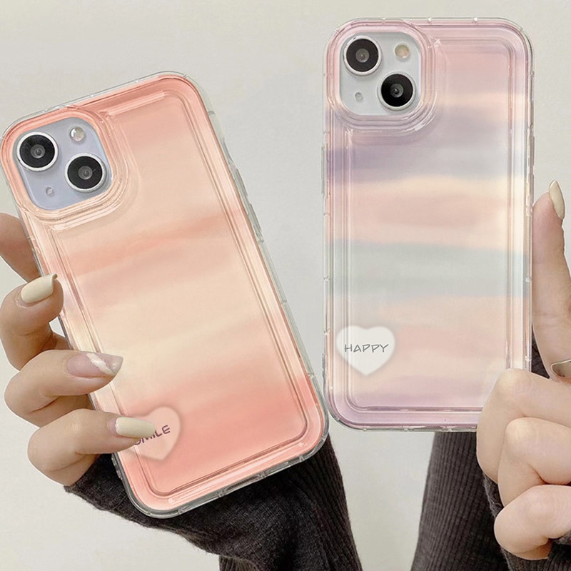 IPHONE Casing Ponsel Warna Gradasi Kompatibel Untuk Iphone7Plus8Plus6Plus11 14 13 12 Pro MAX XR X XS MAX SE Airbag Shockproof Cover