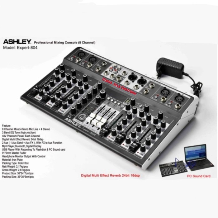 Mixer Audio Ashley Expert 804 Bluetooth 8 Channel Original