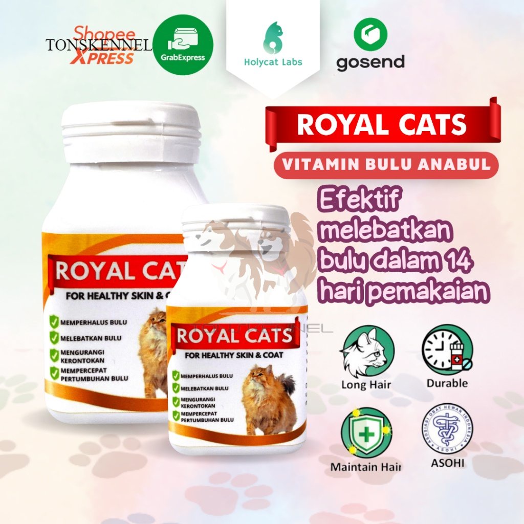 Vitamin Bulu Rontok Melebatkan Mengkilapkan Bulu Kucing Royal Cats For Healthy Skin and Coat