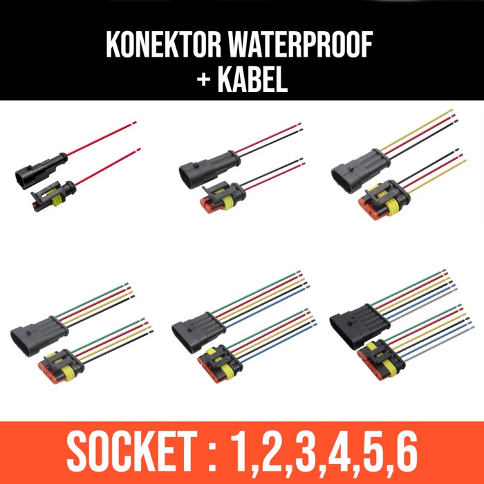 Connector Konektor Kabel Waterproof 1 2 3 4 5 6 Pin P Soket Socket Motor Mobil 1P 2P 3P 4P 5P 6P