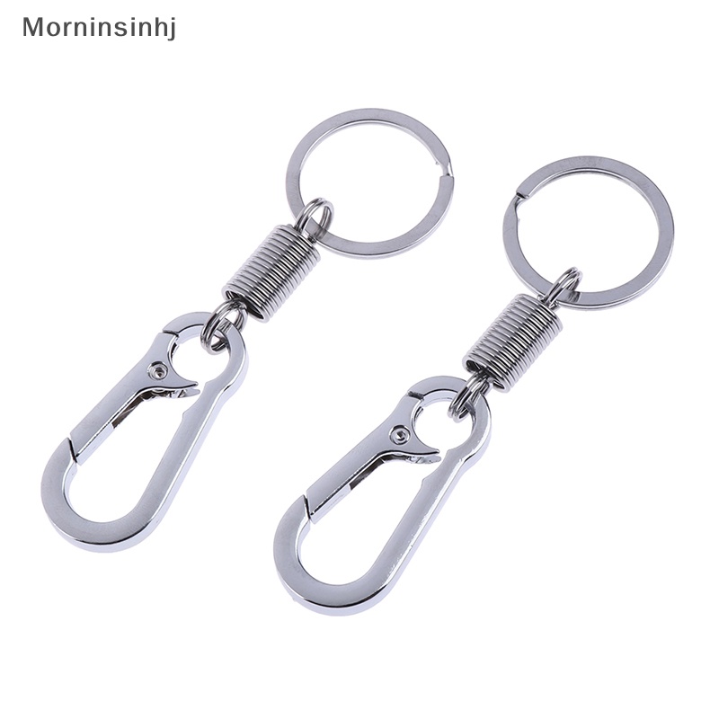 Mornin Silver tone spring buckle belt Tas Klip loop hook Gantungan Kunci key fob ring  Id