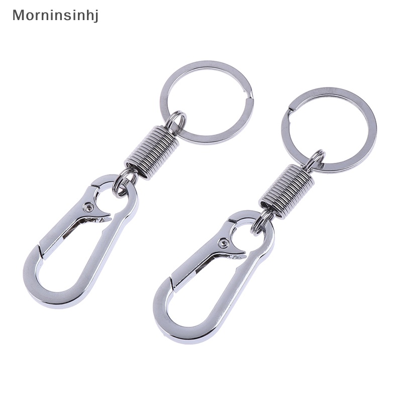 Mornin Silver tone spring buckle belt Tas Klip loop hook Gantungan Kunci key fob ring  Id