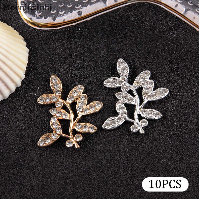 Mornin 10Pcs Charm Konektor Daun Cabang Bahan Alloy Warna Gold/Silver Untuk Membuat Perhiasan id