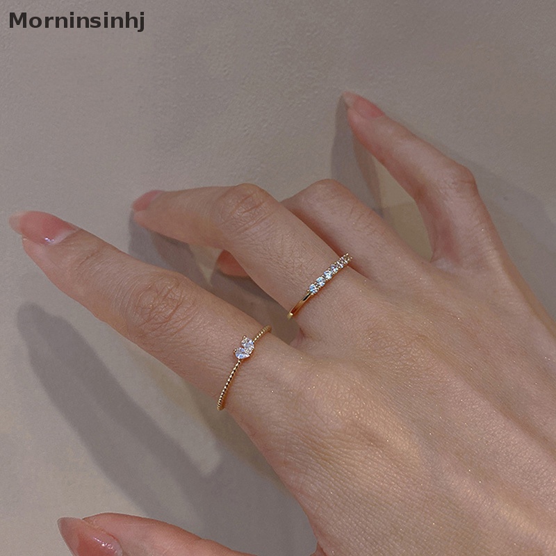 Mornin Fashion Kristal Hati Pernikahan Band Rings Untuk Wanita Pertunangan Warna Emas Perempuan Cincin Halus Pesta Jewerly id