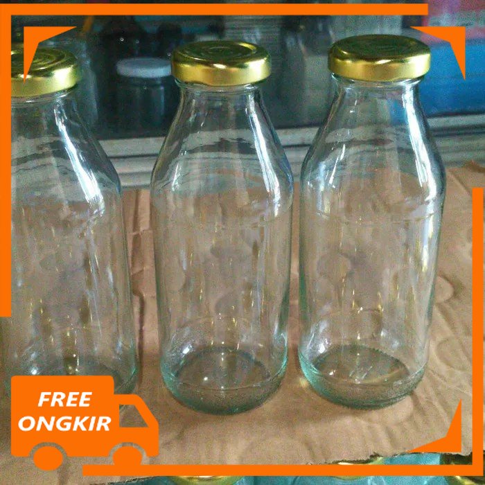 BOTOL KACA JUS 350ml BOTOL KACA 350ML TUTUP ALUMUNIUM Gold