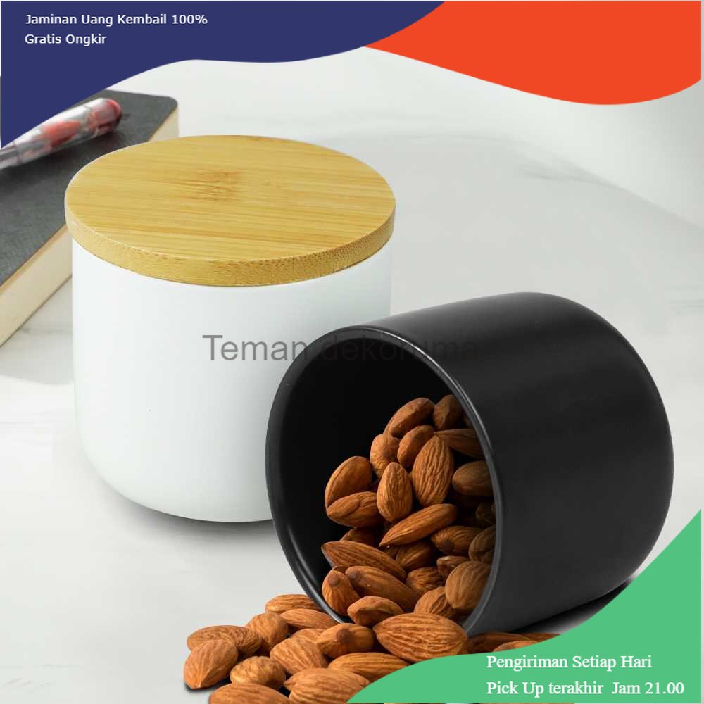 TD - DPR Toples Keramik Tutup Bambu Penyimpanan Makanan Ceramic Storage Jar - CJ26