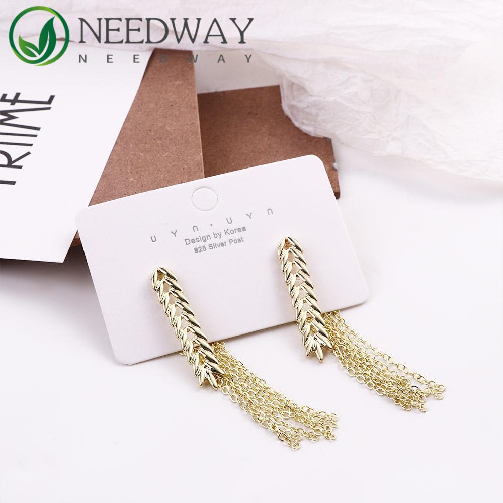 Needway   Wanita Anting Elegan Manis Sederhana Gandum Fringe Rumbai Fashion Perhiasan Gadis Hadiah Temperamen Drop Anting-Anting Gaya Korea Menjuntai Anting-Anting