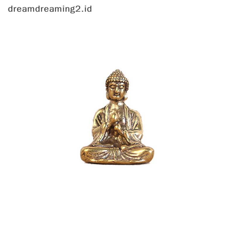 (drea) Patung Ornamen Patung Miniatur Patung Buddha Sakyamuni Tembaga Padat Mini //