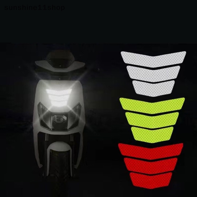 Sho 3Pcs Stiker Motor Reflektif Peringatan Trapesium Arrow Tail Fender Tape N