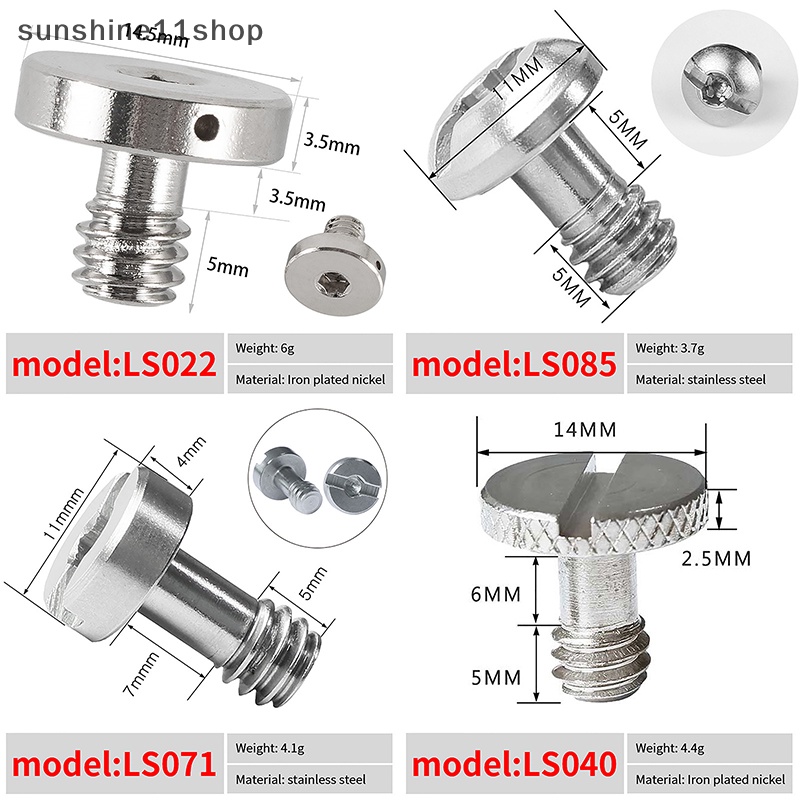 Sho Set Sekrup Kamera High Quality1/4 Inch Quick Release Plate Screw Aksesoris DSLR Tripod Mount Adapter Untuk Kamera DSLR Tripod N