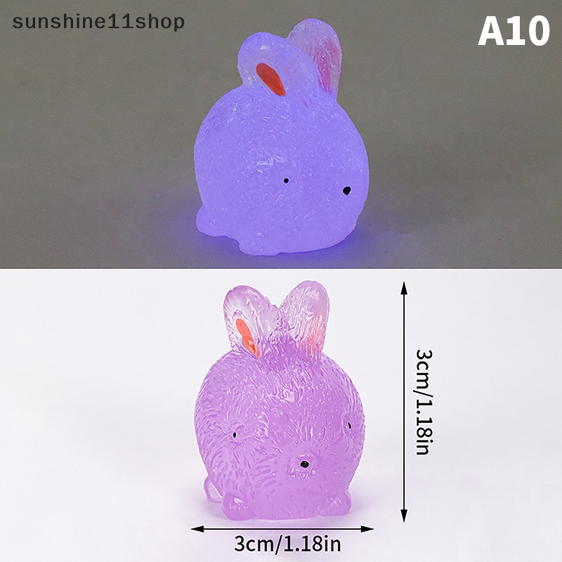 Sho 2 Pcs Mini Neon Kelinci Ornamen Miniatur Angka Kelinci Kecil Resin Kerajinan Tangan Mikro Lanskap Dekorasi Rumah Boneka N