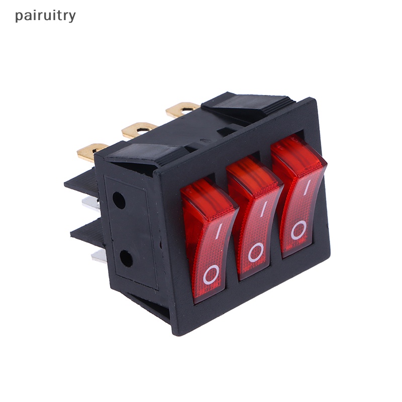 Prt Rocker Switch KCD3 Lampu Merah 3arah Saklar Hitam 9pin 2posisi ON-OFF/ON-ON 16A/20A 250/125V AC Triple Power Switch PRT