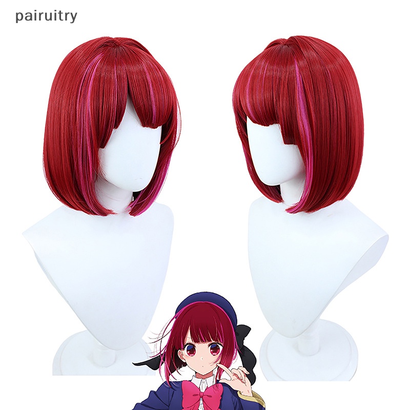 Prt 1Pc Arima Kana Cosplay Wig Oshi No Ko 33cm Pendek Bobo Wig Merah Campur Pink Wig Hea PRT