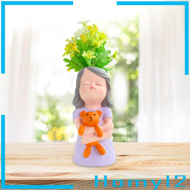 [HOMYL2] Vas Ornamen Planter Girl Head Planter Lucu Untuk Pintu Masuk Ruang Tamu Kantor