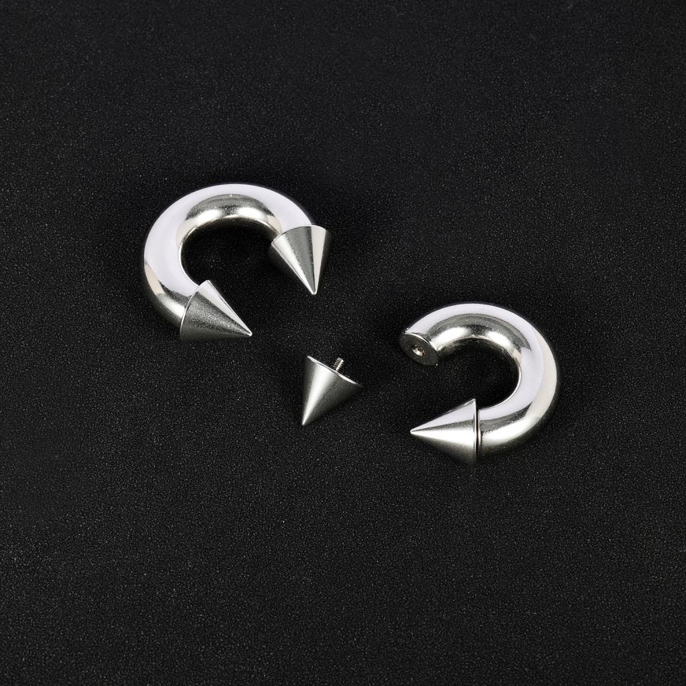 1pc00/0 /2 /4 /6 /8G Spike Tapal Kuda Hidung Cincin Stainless Steel Septum Tindik Pengukur Besar Telinga Ekspanding Anting Tulang Rawan