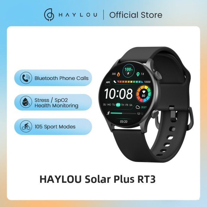 Haylou Solar Plus RT3 LS16 Smartwatch Smart Watch Original 1.43&quot; Amoled Display Bluetooth Call Waterproof IP68 Garansi Resmi Versi Global Heart Rate, Calorie Tracker