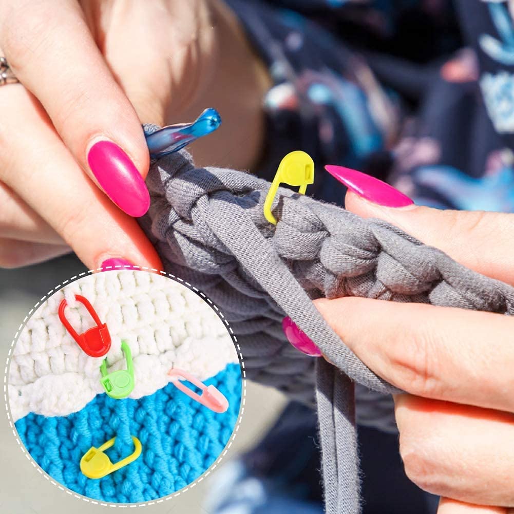 50pcs Warna Campur Pin Crochet Plastik Aman Crochet Locking Klip Lucu Warna-Warni Penanda Rajut Tenun Jahit Stitch Counter DIY Benang Sweater Jarum Alat