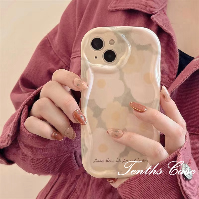 Untuk OPPO A17 A17K A57 A78 A77 A77s A76 A96 A16 A16s A15 A15s A54 A95 A94 A93 A53 A33 A32 A5 A9 2020 A3s A12e A7 A5s Reno 4F 5F 3D Tepi Melengkung Fresh Flowers Shockproof Phone Case