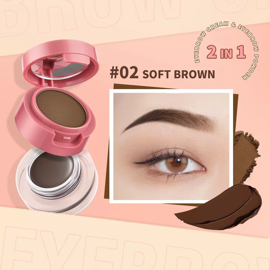 ASK - PINKFLASH 2-in-1 Eyebrow Cream &amp; Powder Gel pomade kosmetik alis Waterproof smudge-proof high pigment lasting