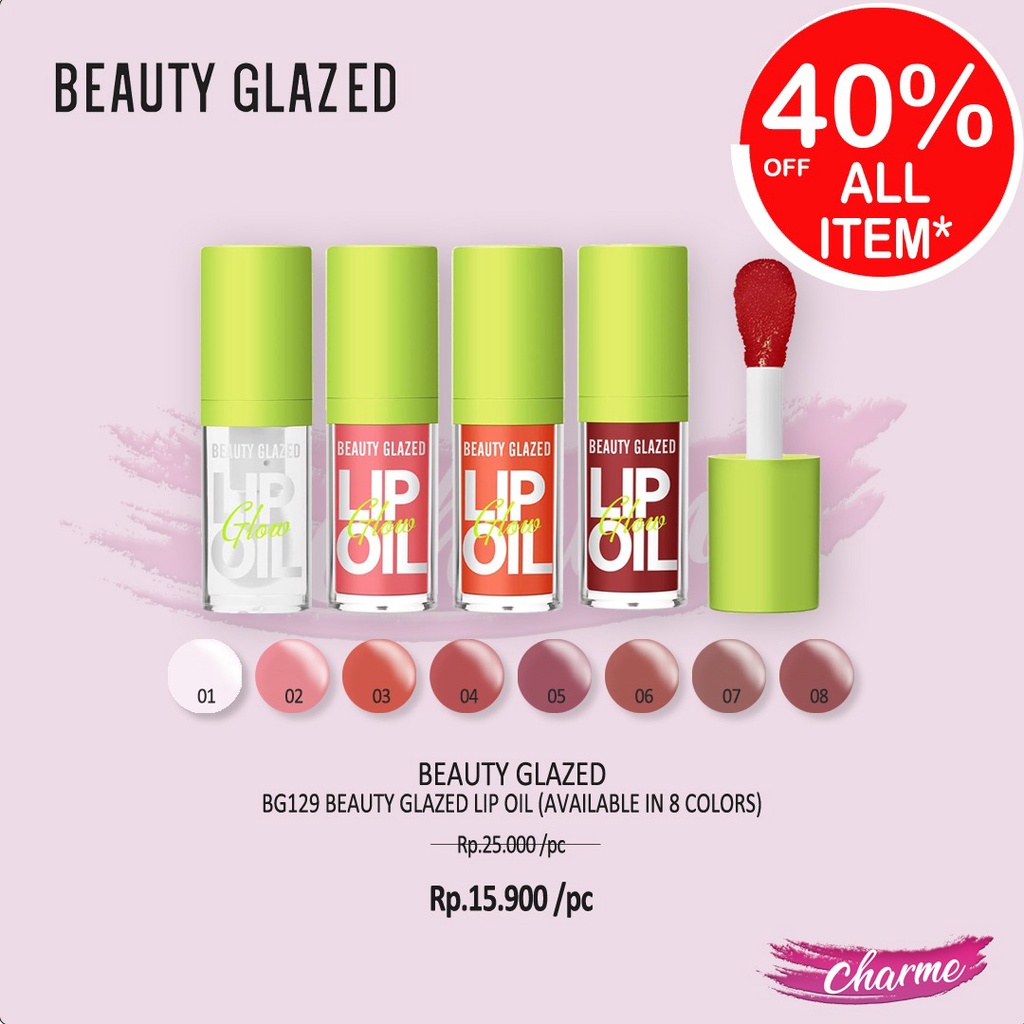 (READY &amp; ORI) Beauty Glazed Lip Oil Balm Hydrating Smooth Glossy B129 gloss melembabkan serum