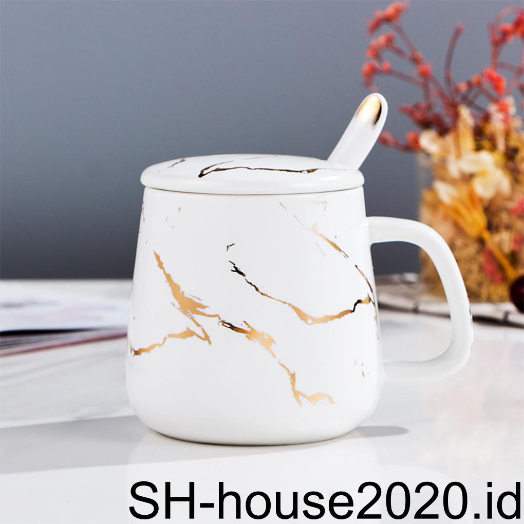 Nordic Ceramic Mug Coffee Creatively Mug Luxury Cup Handle Spoon Gelas Restoran Perlengkapan Minum Rumah Hadir