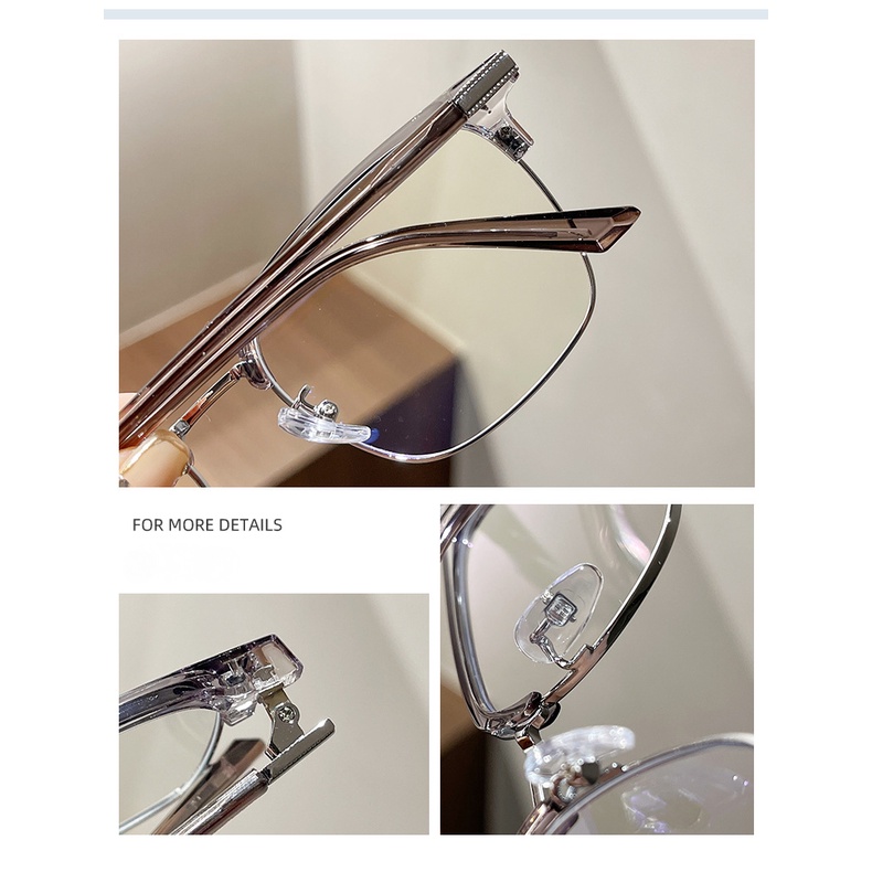 Kacamata Bisnis Pria Wanita Lensa Anti Radiasi Half Frame Replaceable