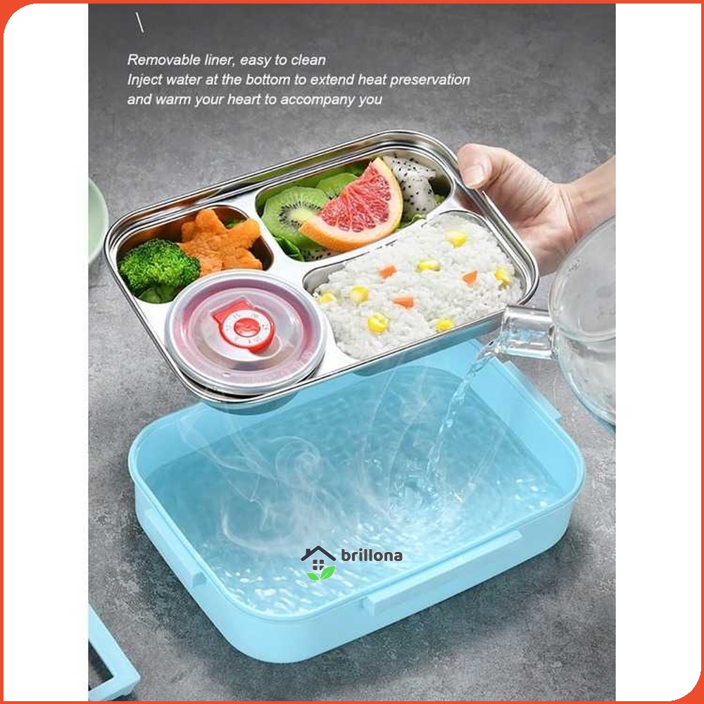 UPORS Kotak Makan Anti Tumpah Stainless Steel Lunch Box 4 Grid - UP4