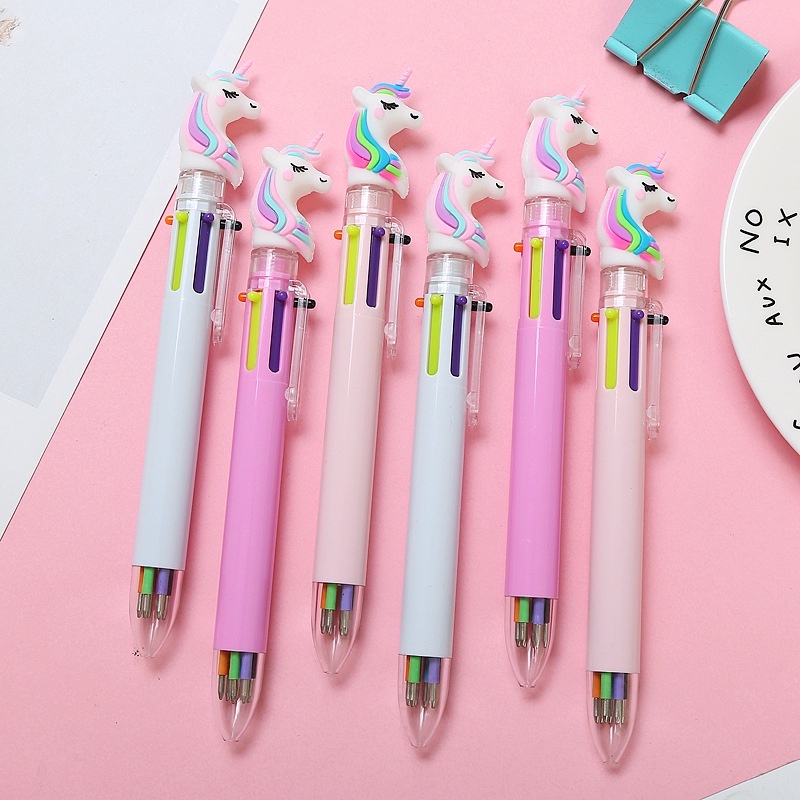 

LYSASHOPINSTAN Pena Karakter Mekanik 6 Warna Warni Unicorn Full Moon Pulpen Multicolor Lucu Alat Tulis Anak Sekolah Perkantoran