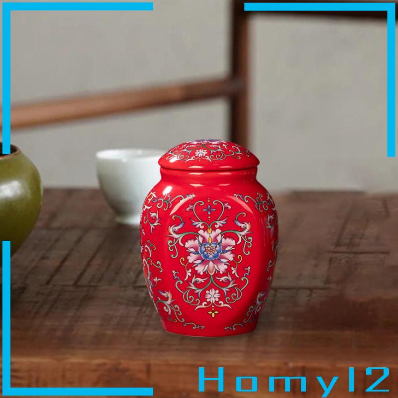 [HOMYL2] Vas Keramik Toples Penyimpanan Teh Dengan Tutup Organizer Ruang Tamu Candi Ginger Jar