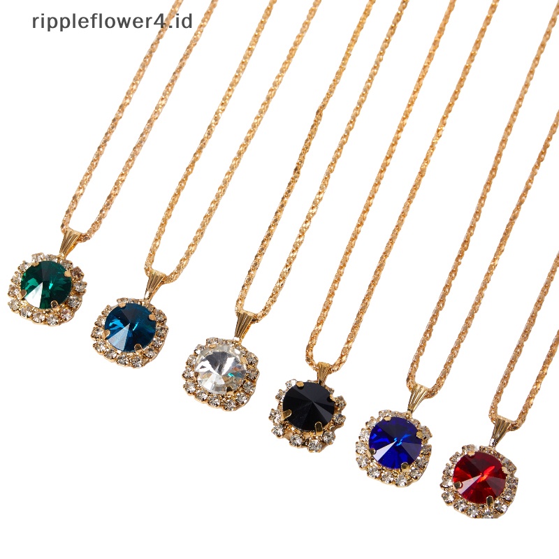 {rippleflower4.id} 1set Kalung Anting Cincin Kristal Bulat Set Fashion Korea Style Crystal Claw Chain Multicolor Set Perhiasan Untuk Wanita Hadiah~