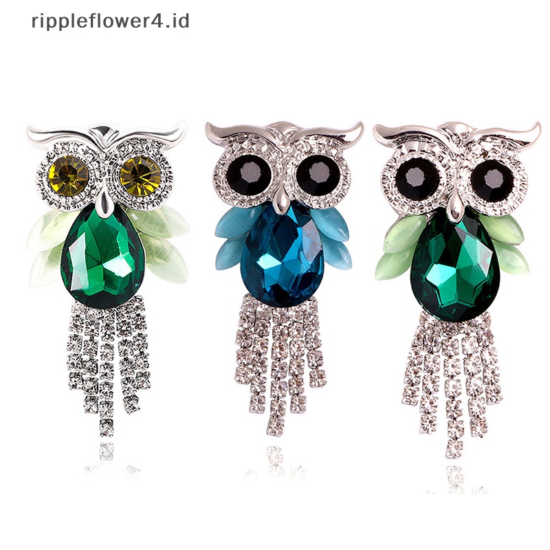 {rippleflower4.id} Tassel Owl Burung Bros Untuk Wanita Pria Berkilau Berlian Imitasi Hewan Pesta Kantor Bros Pin Hadiah Kristal Hewan Owl Pin Bros Perhiasan~