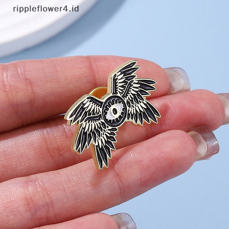 {rippleflower4.id} Mata Horus Seraph Sayap Enamel Lencana Bros DIY Ransel Kerah Lapel Pin Aksesoris Perhiasan Pesta~