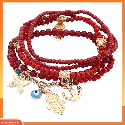 [WOD] Gelang Bangle Beads Multilayer Tangan Hamsa Fatima Wanita Tangan Butterfly Anchor Eye