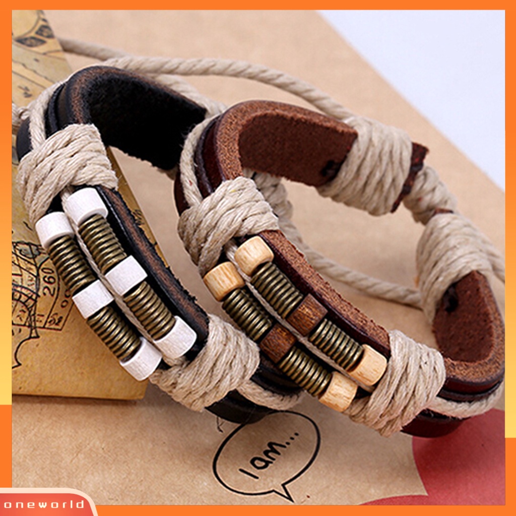 [WOD] Gelang Multilayer Gaya Punk Bahan Kulit Imitasi Unisex Braided Bracelet Untuk Pesta