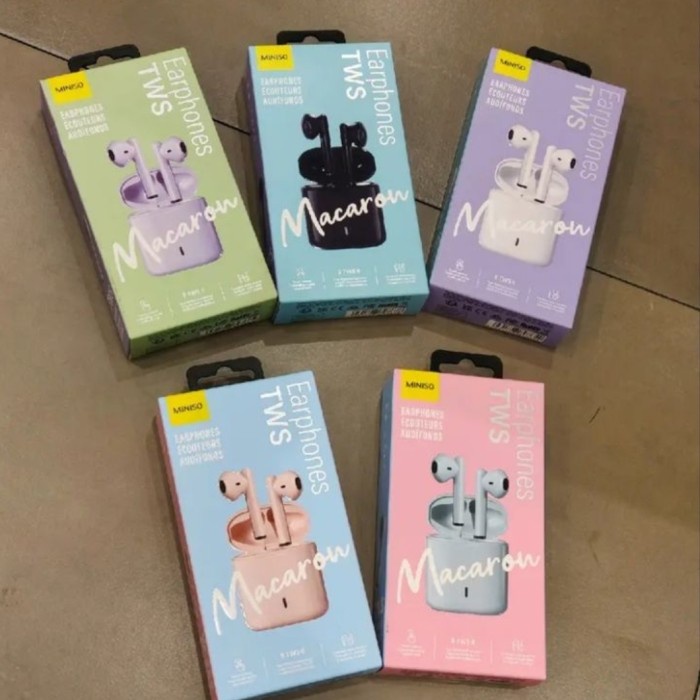 Miniso Macaron Half In-Ear TWS Earphones Model: S88 Wireless Headset  - Putih