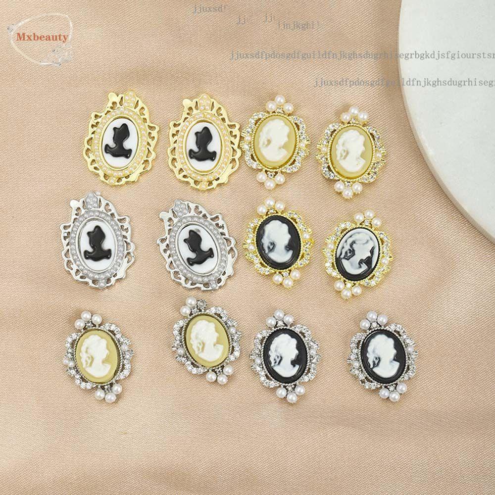 Mxbeauty Nail Art Dekorasi Rhinestones Alloy Nail Tips Dekorasi Mutiara Tepi Manicures Aksesoris Zirkon Hiasan Kuku
