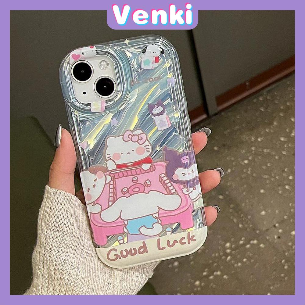 VENKI - Untuk iPhone 11 iPhone Case Laser Reflektif Bening Phone Case TPU Lembut Shockproof Airbag Phone Case Cute Selfie Cat kompatibel dengan iPhone 14 13 Pro max 12 Pro Max XR XR 7 8