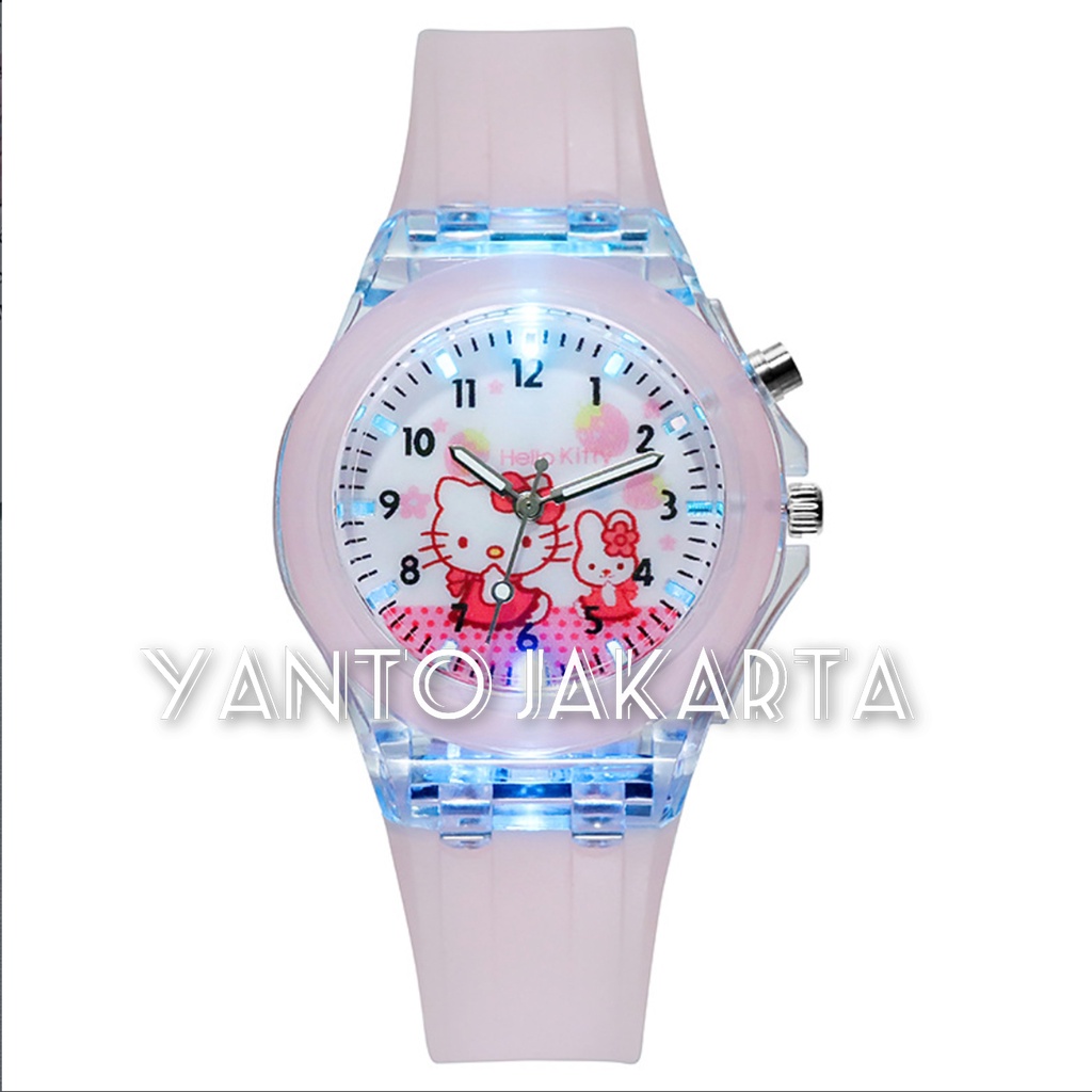 JAM TANGAN ANAK HELLO KITTY JELLY LED KOREAN FASHION