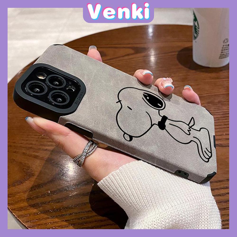 VENKI - Untuk iPhone 11 Case Leather Leather Pupil Eyes Suede Phone Case Soft Shockproof Airbag Case Pelindung Kamera Lucu Kartun Anjing Kompatibel dengan iPhone 14 13 Pro max 12 xr xs