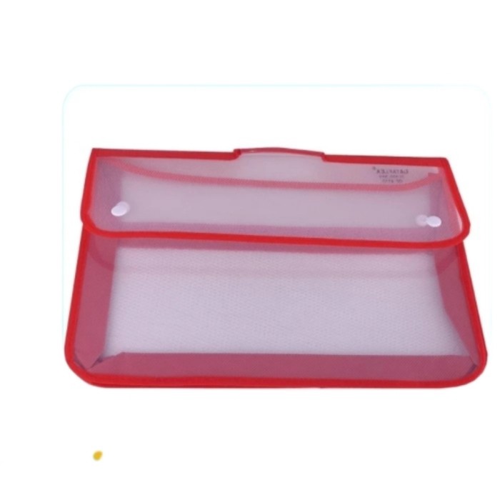 

School Bag / Map Plastik Figo dengan kantung jaring di belakang - Merah