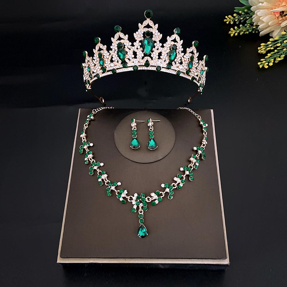 Mxbeauty Set Perhiasan Mahkota Pernikahan Hadiah Ulang Tahun Perhiasan Pesta Mengkilap Elegan Berlian Bertatahkan Berlian Imitasi Kristal Mahkota Kalung Anting Set